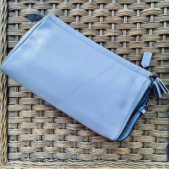 Blue Coach Leather Clutch/Wristlet - EUC - Picture 2 of 15
